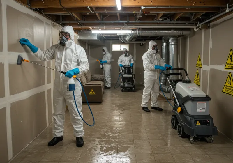 Basement Moisture Removal and Structural Drying process in Troutman, NC